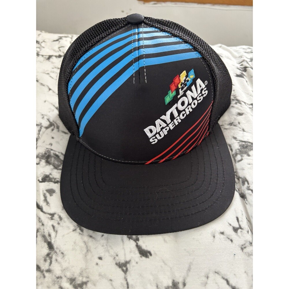 Daytona Supercross Checkered Flag Sports Nascar Vintage Hat 2023 Black NEW